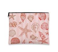 Borsa per il trucco con conchiglie, borse da viaggio per cosmetici costiere ispirate all'oceano, borsa da viaggio portatile grande in tela con cerniera, regalo da spiaggia per la cura della pelle