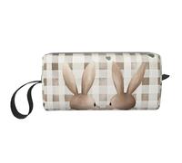 Borsa per il trucco con coniglio pasquale acquerello, resistente all'acqua, organizer per articoli da toeletta da viaggio, per donne e uomini, con coniglietto, con cerniera, piccola borsa per attrezzi