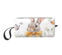 Borsa per il trucco con coniglio pasquale, impermeabile, organizer da viaggio per donne e uomini, con farfalla e coniglietto, con cerniera, piccola borsa per attrezzi portatile