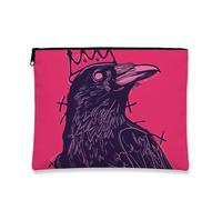 Borsa per il trucco con corvo corvo, borsa da viaggio gotica illustrata con corvo per donne, piccola borsa portatile in tela con cerniera, regalo per festival per la cura della pelle borsa da toilette