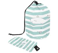 Borsa per il trucco con coulisse, a forma di barile, borsa per cosmetici da viaggio, borsa per il trucco, organizer pieghevole per articoli da toeletta per donne e ragazze, verde mondo sottomarino,