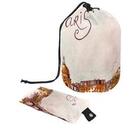 Borsa per il trucco con coulisse, a forma di barile, borsa per cosmetici da viaggio, borsa per il trucco, organizer pieghevole per articoli da toeletta per donne e ragazze - Vista della città di