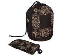 Borsa per il trucco con coulisse, a forma di barile, borsa per cosmetici da viaggio, borsa per il trucco, organizer pieghevole per articoli da toeletta per donne e ragazze, ornamento barocco dorato,