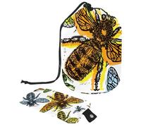 Borsa per il trucco con coulisse, a forma di barile, borsa per cosmetici da viaggio, borsa per il trucco, organizer pieghevole per articoli da toeletta per donne e ragazze, motivo con ape colorata