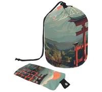 Borsa per il trucco con coulisse, a forma di barile, borsa per cosmetici da viaggio, borsa per il trucco, organizer pieghevole per articoli da toeletta per donne e ragazze, simbolo del santuario di