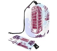 Borsa per il trucco con coulisse, a forma di botte, borsa per cosmetici da viaggio, borsa per il trucco, organizer pieghevole per articoli da toeletta per donne e ragazze, London Big Ben Tower Bridge,
