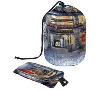 Borsa per il trucco con coulisse, a forma di botte, borsa per cosmetici da viaggio, borsa per il trucco, organizer pieghevole per articoli da toeletta per donne e ragazze, passaggio di Santa Caterina,