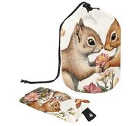 Borsa per il trucco con coulisse, borsa da viaggio per cosmetici di grande capacità, con piccola borsa con cerniera, borsa da toilette portatile per donne, scoiattolo margherita, Multicolore 16,