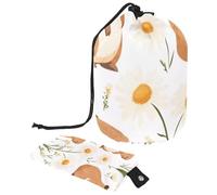Borsa per il trucco con coulisse, borsa da viaggio per cosmetici di grande capacità, con piccola borsa con cerniera, borsa da toilette portatile da donna, margherita Capybaras, Multicolore 1., Taglia