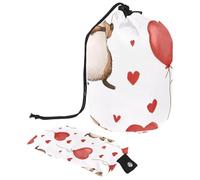 Borsa per il trucco con coulisse, borsa da viaggio per cosmetici di grande capacità, con piccola borsa con cerniera, borsa da toilette portatile da donna, margherita Capybaras, Multicolore 8., Taglia