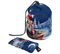 Borsa per il trucco con coulisse, borsa da viaggio per cosmetici di grande capacità, con piccola borsa con cerniera, borsa da toilette portatile da donna, con fiocchi di neve rossi e bianchi natalizi,