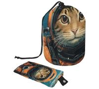 Borsa per il trucco con coulisse, borsa da viaggio per cosmetici di grande capacità, con piccola borsa con cerniera, borsa da bagno portatile per articoli da toeletta, regalo per donne, recinto di