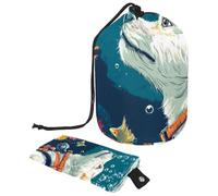 Borsa per il trucco con coulisse, borsa da viaggio per cosmetici di grande capacità, con piccola borsa con cerniera, borsa da toilette portatile per donne, recinto di pulcini con fiori primaverili,