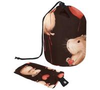 Borsa per il trucco con coulisse, borsa da viaggio per cosmetici di grande capacità, con piccola borsa con cerniera, borsa da toilette portatile da donna, margherita Capybaras, Multicolore 10., Taglia