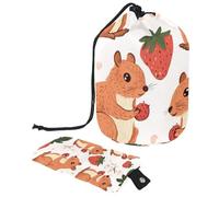 Borsa per il trucco con coulisse, borsa da viaggio per cosmetici di grande capacità, con piccola borsa con cerniera, borsa da toilette portatile per donne, scoiattolo margherita, Multicolore 20,