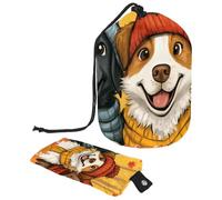 Borsa per il trucco con coulisse, borsa da viaggio per cosmetici di grande capacità, con piccola borsa con cerniera, borsa da toilette portatile per donne, recinto di pulcini con fiori primaverili,