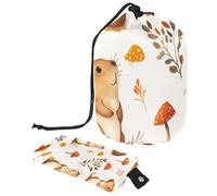 Borsa per il trucco con coulisse, borsa da viaggio per cosmetici di grande capacità, con piccola borsa con cerniera, borsa da toilette portatile da donna, margherita Capybaras, Multicolore 14., Taglia