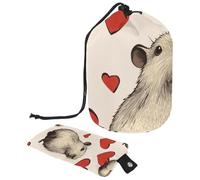 Borsa per il trucco con coulisse, borsa da viaggio per cosmetici di grande capacità, con piccola borsa con cerniera, borsa da toilette portatile da donna, margherita Capybaras, Multicolore 5., Taglia