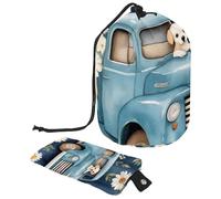 Borsa per il trucco con coulisse, borsa da viaggio per cosmetici di grande capacità, con piccola borsa con cerniera, borsa da toilette portatile per donne, recinto di pulcini con fiori primaverili,