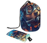 Borsa per il trucco con coulisse, borsa da viaggio per cosmetici di grande capacità, con piccola borsa con cerniera, borsa da bagno portatile per articoli da toeletta, regalo per donne, recinto di