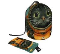 Borsa per il trucco con coulisse, borsa da viaggio per cosmetici di grande capacità, con piccola borsa con cerniera, borsa da toilette portatile per donne, cane subacqueo oceano, Multicolore 18,