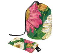 Borsa per il trucco con coulisse, grande capacità, borsa da viaggio per cosmetici con piccola borsa con cerniera, borsa portatile per il lavaggio pigro, borsa da toilette regalo per donne, dinosauri,