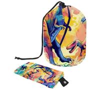 Borsa per il trucco con coulisse, grande capacità, borsa da viaggio per cosmetici con piccola borsa con cerniera, borsa portatile per il lavaggio pigro, borsa da toilette regalo per donne, dinosauri,