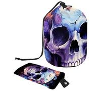 Borsa per il trucco con coulisse, grande capacità, borsa da viaggio per cosmetici con piccola cerniera, borsa portatile per il lavaggio pigro, borsa da toilette regalo per donne, magnolie floreali,