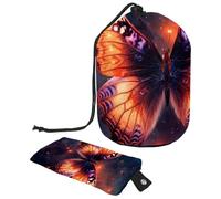 Borsa per il trucco con coulisse, grande capacità, borsa da viaggio per cosmetici con piccola cerniera, borsa portatile per il lavaggio pigro, borsa da toilette regalo per donne, magnolie floreali,