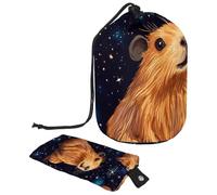 Borsa per il trucco con coulisse, grande capacità, da viaggio, con piccola borsa con cerniera, borsa da toilette portatile, borsa da toilette da donna, motivo: margherita Capybara, Multicolore 8.,