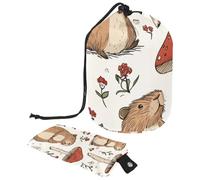 Borsa per il trucco con coulisse, grande capacità, da viaggio, con piccola borsa con cerniera, borsa da toilette portatile, borsa da toilette da donna, motivo: margherita Capybara, Multicolore 6.,