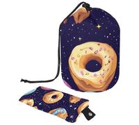 Borsa per il trucco con coulisse, grande capacità, da viaggio, con piccola borsa con cerniera, borsa da toilette portatile, borsa da toilette da donna, motivo: margherita Capybara, Multicolore 17,