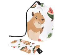 Borsa per il trucco con coulisse, grande capacità, da viaggio, con piccola borsa con cerniera, borsa da toilette portatile, borsa da toilette da donna, motivo: margherita Capybara, Multicolore 10.,