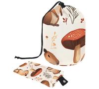 Borsa per il trucco con coulisse, grande capacità, da viaggio, con piccola borsa con cerniera, borsa da toilette portatile, borsa da toilette da donna, motivo: margherita Capybara, Multicolore 4.,