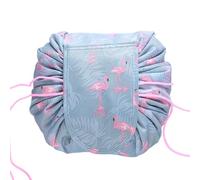 Borsa per il trucco con coulisse pigra, Portatrucchi da Viaggio, Borsa per Riporre con Coulisse, Organizzatore a un Passo, Borsa per Cosmetici Pigra, Borsa da Viaggio con Fenicottero azzurro