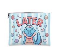 Borsa per il trucco con creature marine, astuccio con cerniera a coccodrillo per viaggi, divertente organizer per cosmetici, accessori per la spiaggia estiva, Blu, 7x9 Inch, Creatura del Mare