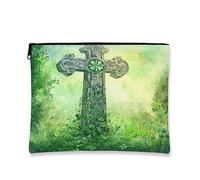 Borsa per il trucco con croce celtica, borsa da viaggio artistica vintage per donne, organizer portatile in tela con cerniera, borsa da toeletta primaverile per esterni, 17,8 x 22,9