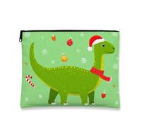 Borsa per il trucco con dinosauro, graziosa borsa da viaggio per bambini, organizer portatile con cerniera, borsa da toilette per la cura della pelle delle vacanze, Verde, 7x9 Inch, Dinosauro