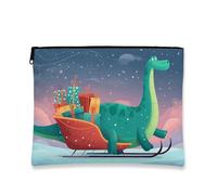 Borsa per il trucco con dinosauro, graziosa borsa da viaggio per bambini, piccola borsa portatile in tela con cerniera, borsa da toilette per la cura della pelle delle vacanze, Multicolore, 7x9 Inch