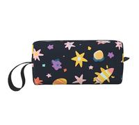 Borsa per il trucco con elementi spaziali, organizer da viaggio resistente all'acqua, per donne e uomini, con stella colorata, con cerniera, piccola borsa per attrezzi portatile