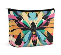 Borsa per il trucco con falene carine e colorate per donne, portatile, cosmetica, impermeabile, estetica, portatile, da viaggio e da lavoro
