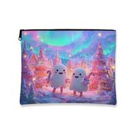 Borsa per il trucco con fantasma, borsa per cosmetici da donna, organizer portatile con cerniera, borsa da toilette per la cura della pelle delle vacanze, Pesca, 7x9 Inch, Fantasma