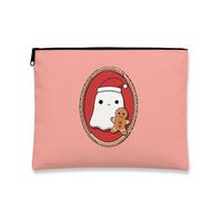 Borsa per il trucco con fantasma, fantasiosa borsa da viaggio per cosmetici, da donna, piccola borsa portatile con cerniera, borsa da toilette per la cura della pelle delle vacanze, Pesca, 7x9 Inch