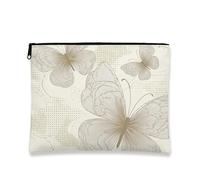 Borsa per il trucco con farfalla, elegante astuccio da viaggio per cosmetici, da donna, portatile, in tela, con cerniera, regalo per festival e uso quotidiano, Beige, 7x9 Inch, farfalla