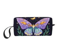 Borsa per il trucco con farfalla galassia, impermeabile, organizer da viaggio per articoli da toeletta per donne e uomini, con luna e stella, con cerniera, piccola borsa per attrezzi portatile
