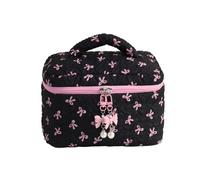 Borsa per il trucco con fiocchi bella borsa cosmetica estetica borsa cambiamento borsa da toilette di grande capacità borsa da viaggio per la cura della pelle organizzatori, Nero Rosa-c, 22.5x15x15cm