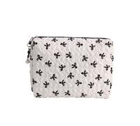 Borsa per il trucco con fiocchi bella borsa cosmetica estetica borsa cambiamento borsa da toilette di grande capacità borsa da viaggio per la cura della pelle organizzatori, Nero Bianco-b, 17x9x9cm