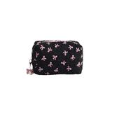 Borsa per il trucco con fiocco in cotone per le donne Borsa cosmetica da viaggio trapuntata in nylon con cerniera Borsa da toilette estetica dolce borse per la cura della pelle, Stile 3, Taglia unica