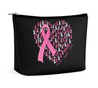 Borsa per il trucco con fiocco rosa, fede, speranza, amore e girasole, in PU, da viaggio, impermeabile, con cerniera, per donne, 6,8x5,9 pollici