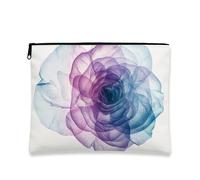 Borsa per il trucco con fiori ad acquerello, astuccio da viaggio artistico viola floreale per donne, organizer portatile con cerniera in tela, regalo per festival di primavera, Viola, 7x9 Inch, Fiore